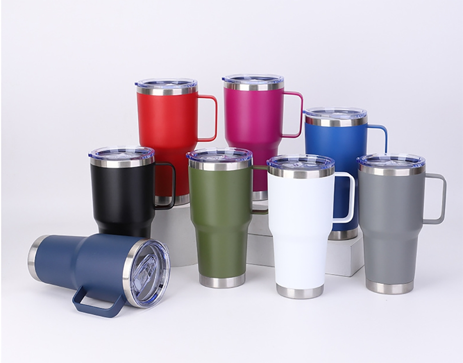 Custom Vacuum Insulated 30oz/40oz Travel Mug Flowstate Stainless Steel Tumbler with Straw