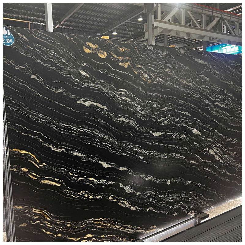 Brazilian Black and Gold Portoro Quartzite Slabs for Countertops