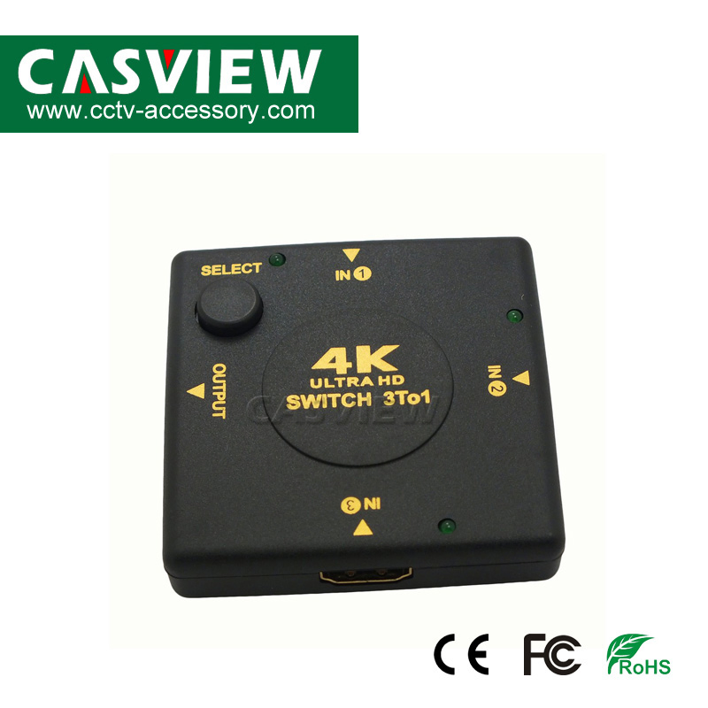 HDMI-коммутатор 3x1 4K, 3 порта, черный