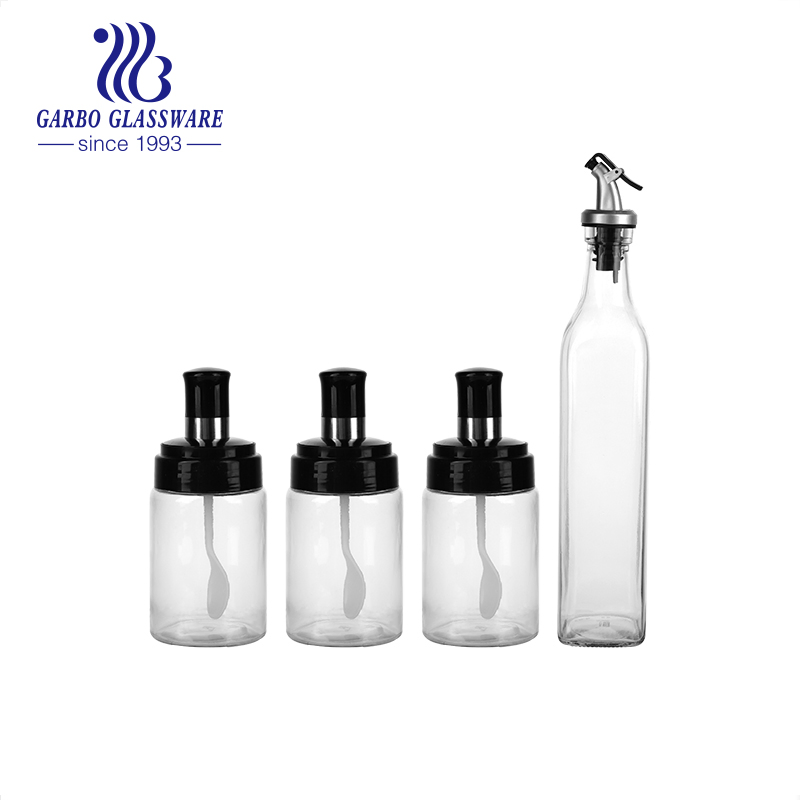 Wholesale Factory Glass Seasoning Jar Oil Bottle Set for Kitchen Storage