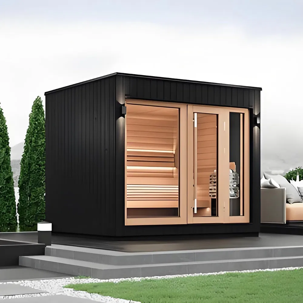 Deluxe Square Outdoor Sauna Tailored to Personalized Backyard Leisure & Wellness Needs