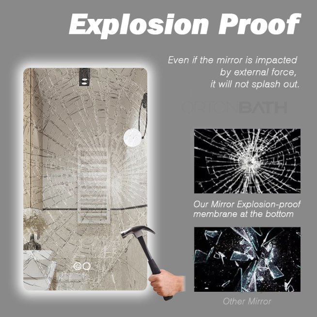 Ortonbath Backlit Rectangle Frameless LED Mirror for Bathroom Wall Mirror with Dimmable, Anti-Fog, Shatterpoof, Memory (Horizontal/Vertical) Backlit Mirror