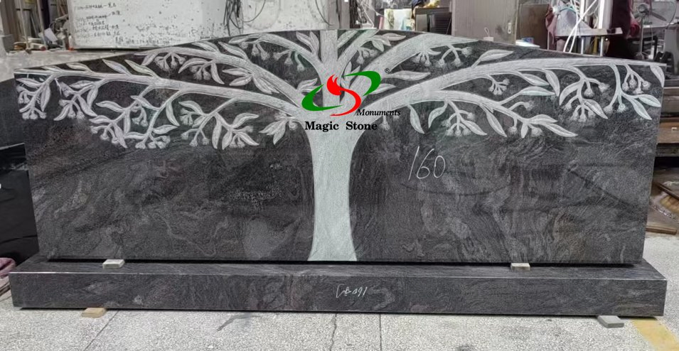 Wholesale Funeral Carved Granite Headstones Monuments Tree Design Slab Tombstone