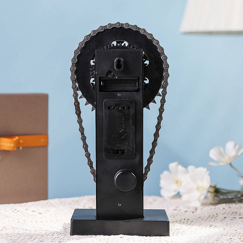 Vintage Rotating Gear Clock Antique Iron Chain Shaped Operated Tabletop Father's Day Gift