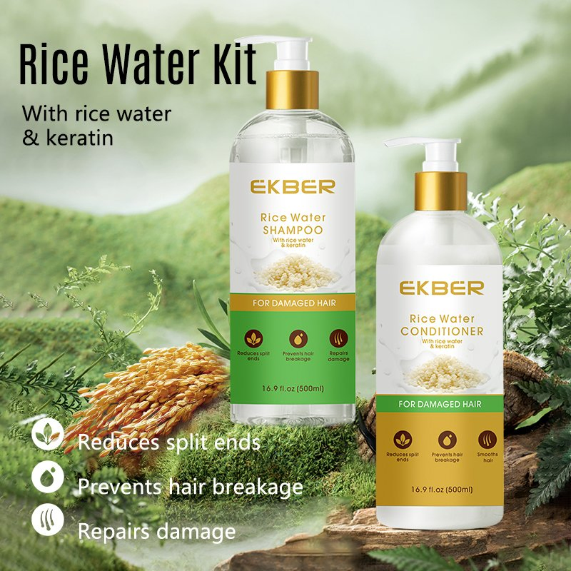 Rice Water Shampoo and Conditioner Private Label 100% Natural Organic Strength & Growth Hair Treatment Hair Care