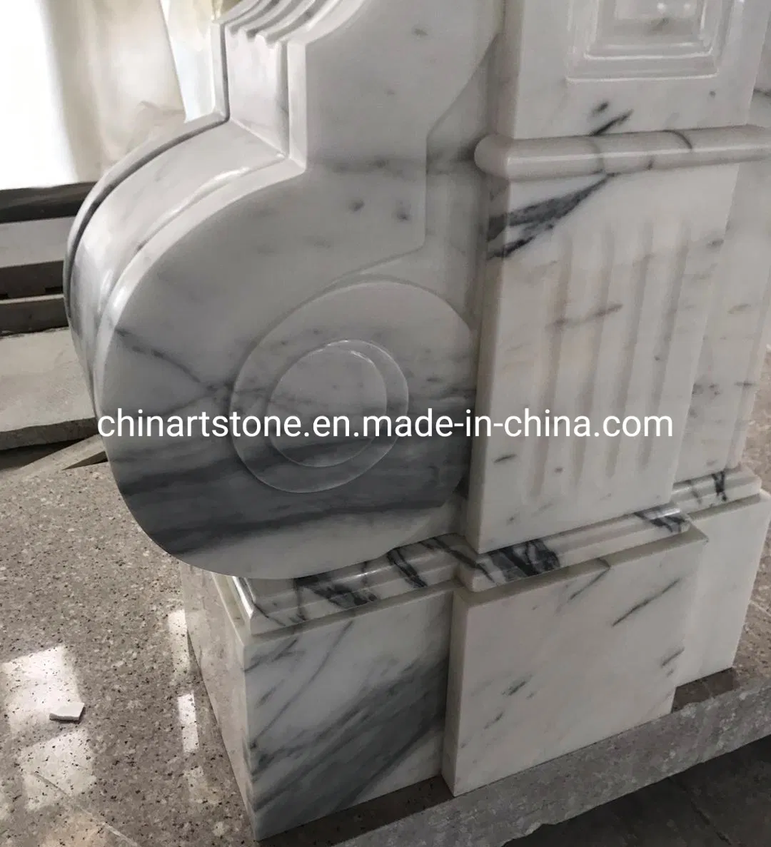 Bianco Arabascata White Marble Fireplace for Home Decoration