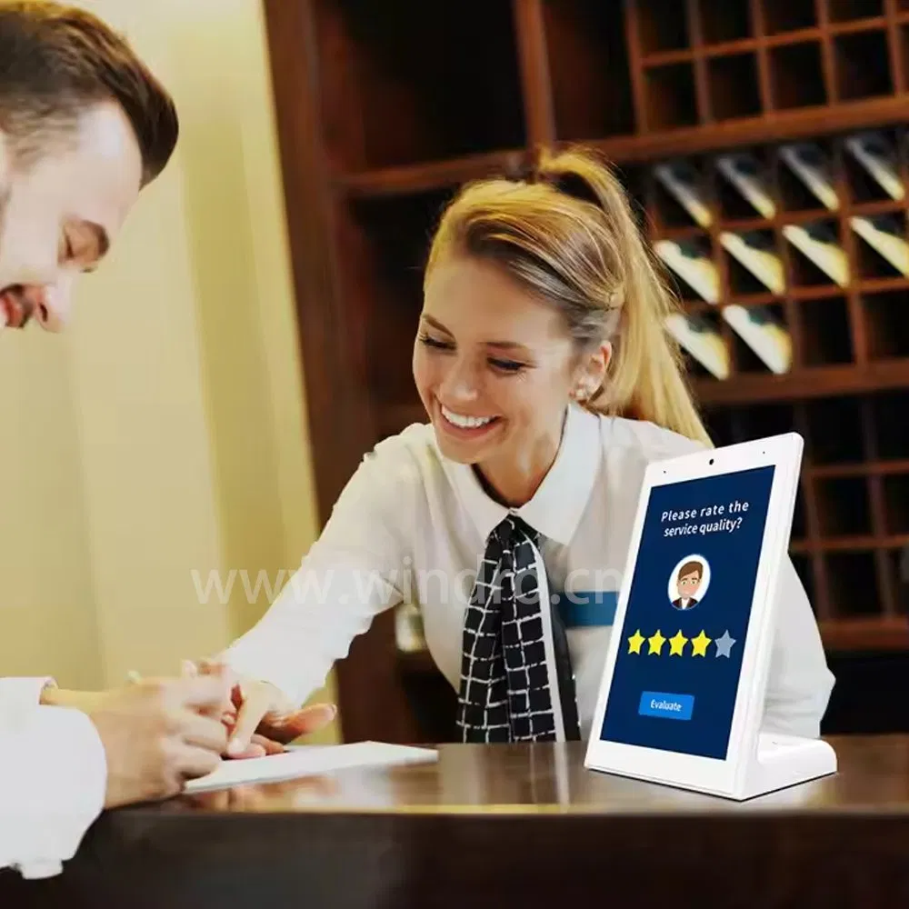 L-Shaped Desktop Digital Signage 10.1 Inch Android 14 Touchscreen Display with Rk3576, 2+16GB, Poe/Camera/NFC Optional for Restaurant Menu Display