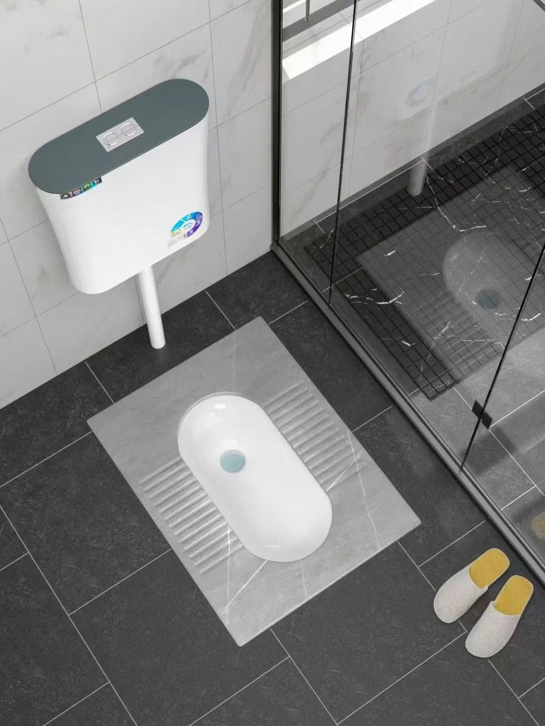 Wc Sintered Stone Ceramic Squatting Toilet Public White Marble Color Squat Toilet Pan