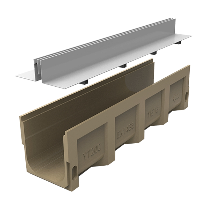 High Quality Polymer Concrete Linear Drain with Stainless Steel Slotted Cover