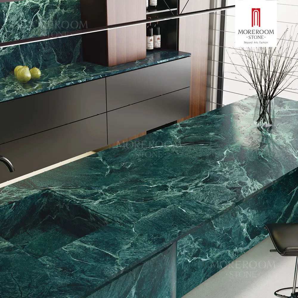 Porcelain Slab Premium Prada Green Marble Tiles for Luxury Worktop Surfaces Decoration