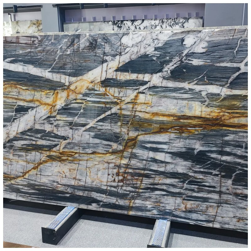 Luxury Backlit Black Cristallo Midnight Quartzite Slabs