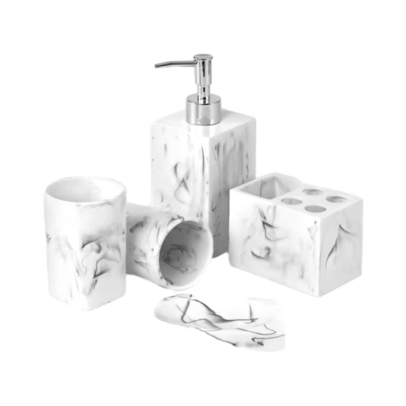 Promotional Existing Goods Modern Marble Decoration Resin Kits Bathroom Sets