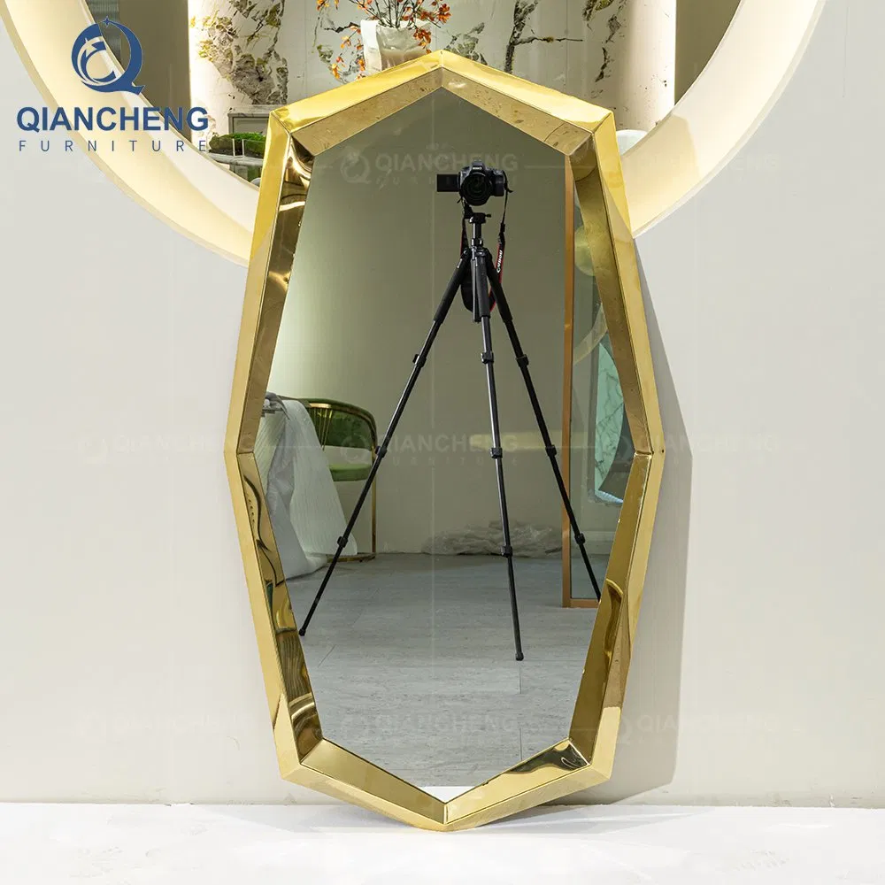 Hotel Luxury Decorating Furniture OEM Interior Design Golden Stainless Steel Mirror