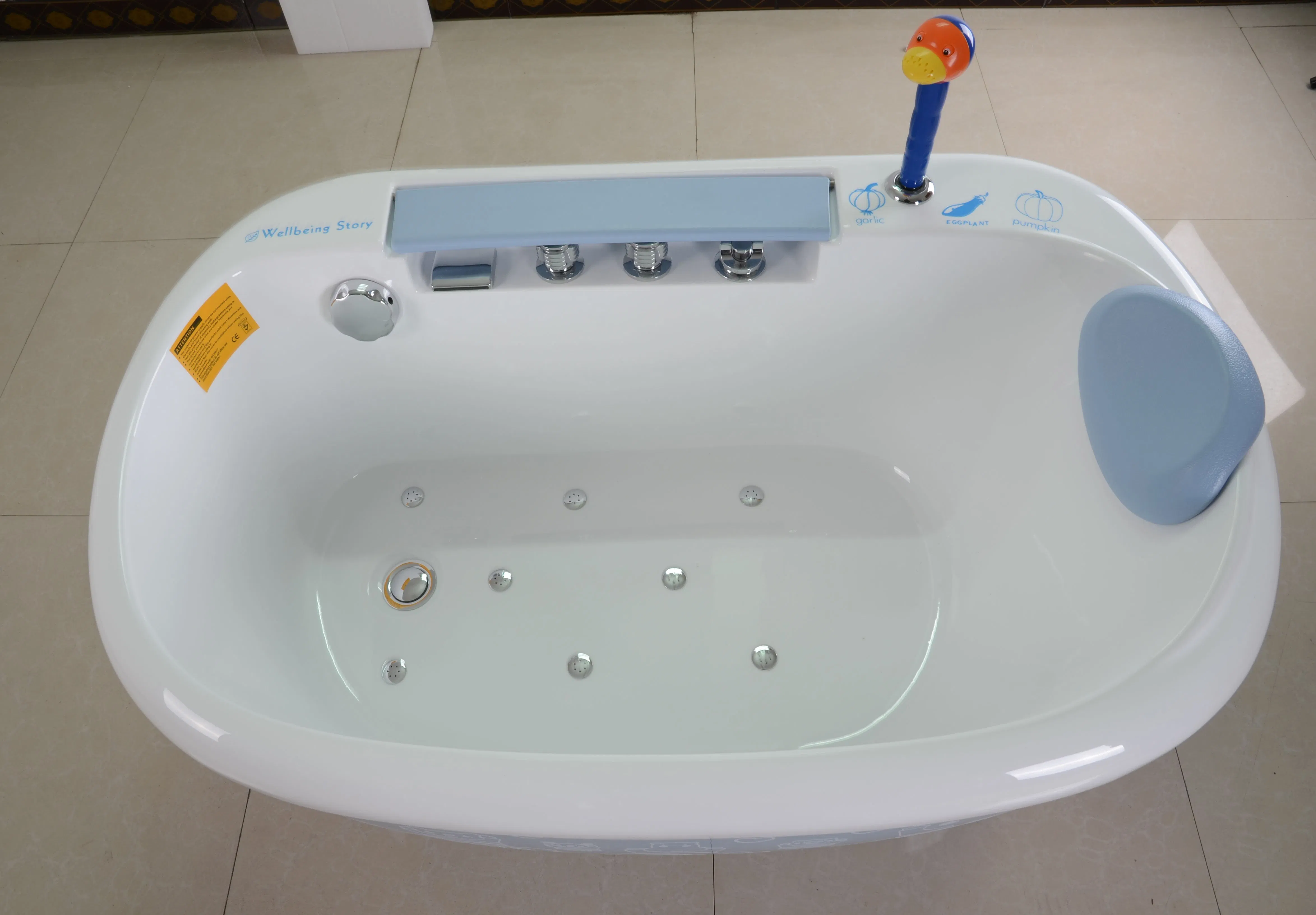 Детская ванна с душем, акриловая, голубая