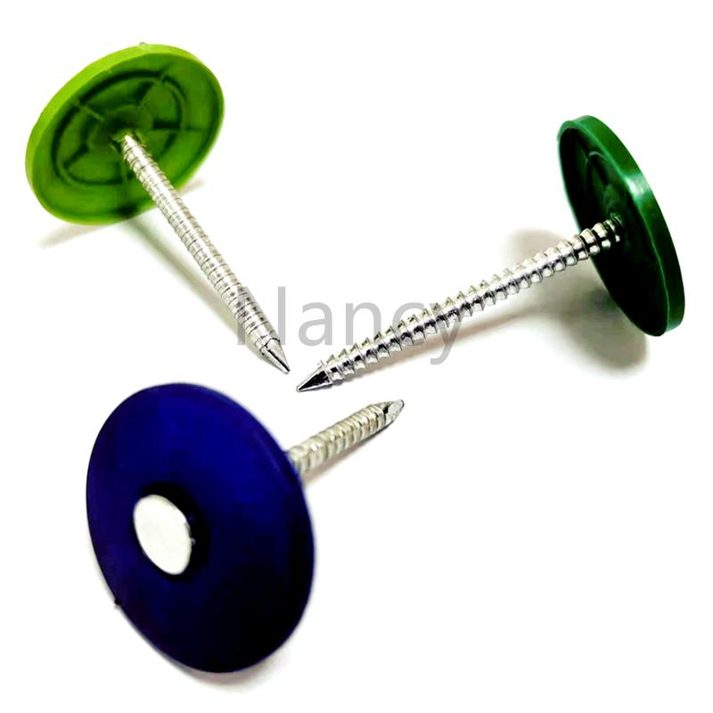 12g X 1inch Electro Galvanized Plastic Cap Roofing Nail Ring Shank Roofing Nails 3000PCS/Pail