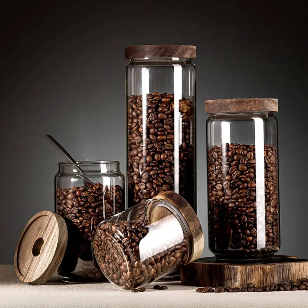 Эко-банка из боросиликатного стекла с бамбуковой крышкой