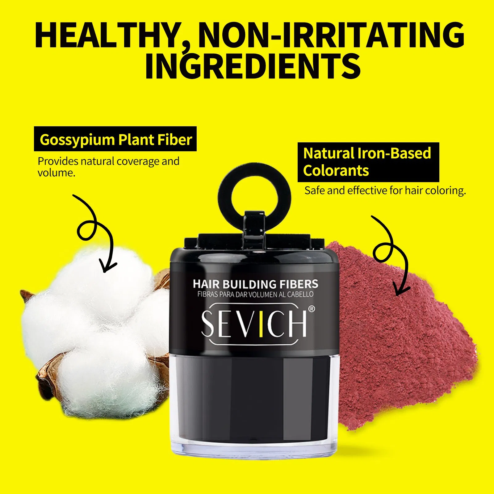 Private Label Natural Looking Multi-Colors Cover Hair Loss Refill Building Fiber Powder