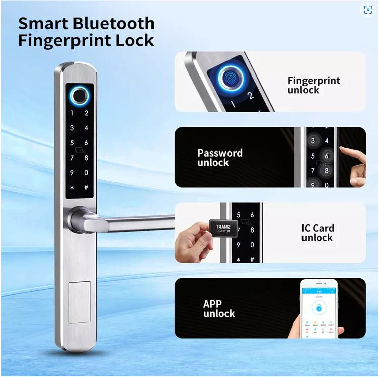 Stainless Steel Sliding Aluminum Door Lock Smart Lock of Bridge Cutoff Door Special Design for Slime Frame Door, Hotel Door, Wooden Door