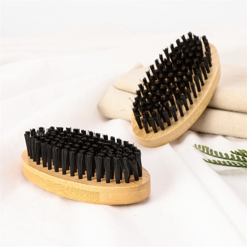 Best Selling Nylon Bristle Beard Brush Custom Logo Beech Wood Grooming Beard Hairbrush with Oval Paddle Shape