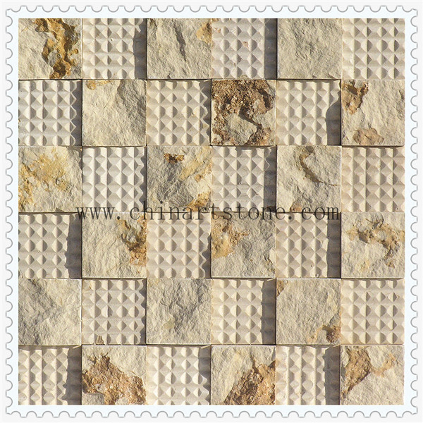 Marble Stone Mosaic 3D Polished and Split Finishes for Wall