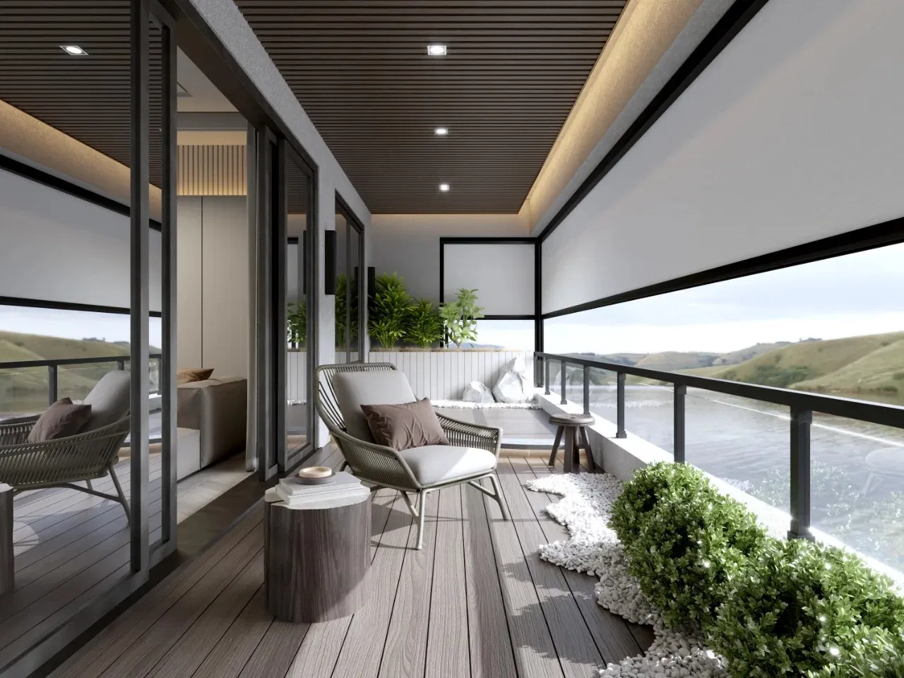 Outdoor Sunscreen and Blackout Motorized Windproof Zipper Track Blinds