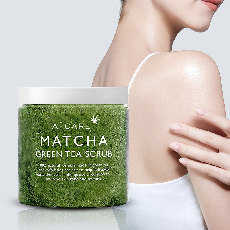 Private Label Matcha Tea Tree Salt Exfoliating Natural Sugar Scrub Body Care Organic Body Scrub