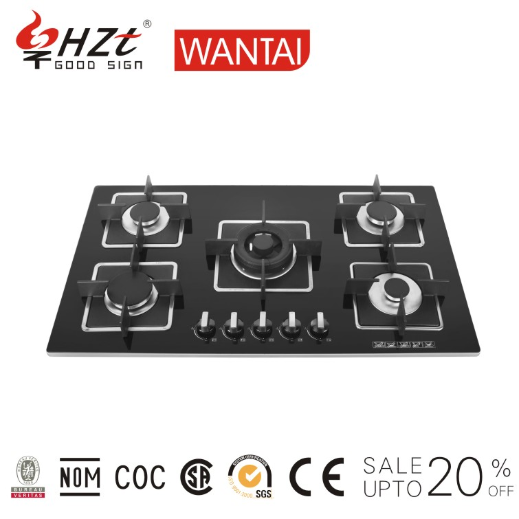 Built-in 5 Burners Gas Stove Cooking Gas Cooktop Tempered Glass Gas Hob Gas