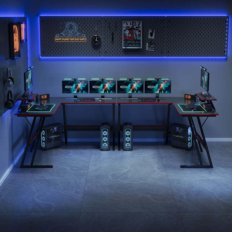 Wholesale L Shaped Computer Corner PC Game Table Vertical Stand Gaming Desk for Home Office Study