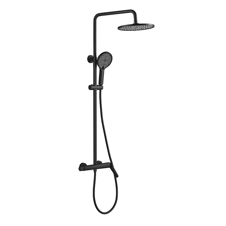 Factory Wholesale Wall Mounted Bathroom Shower Set Water Tap Stainless Steel Matte Black Shower Mixer Faucet Water Saving Round Rainfall Head Shower
