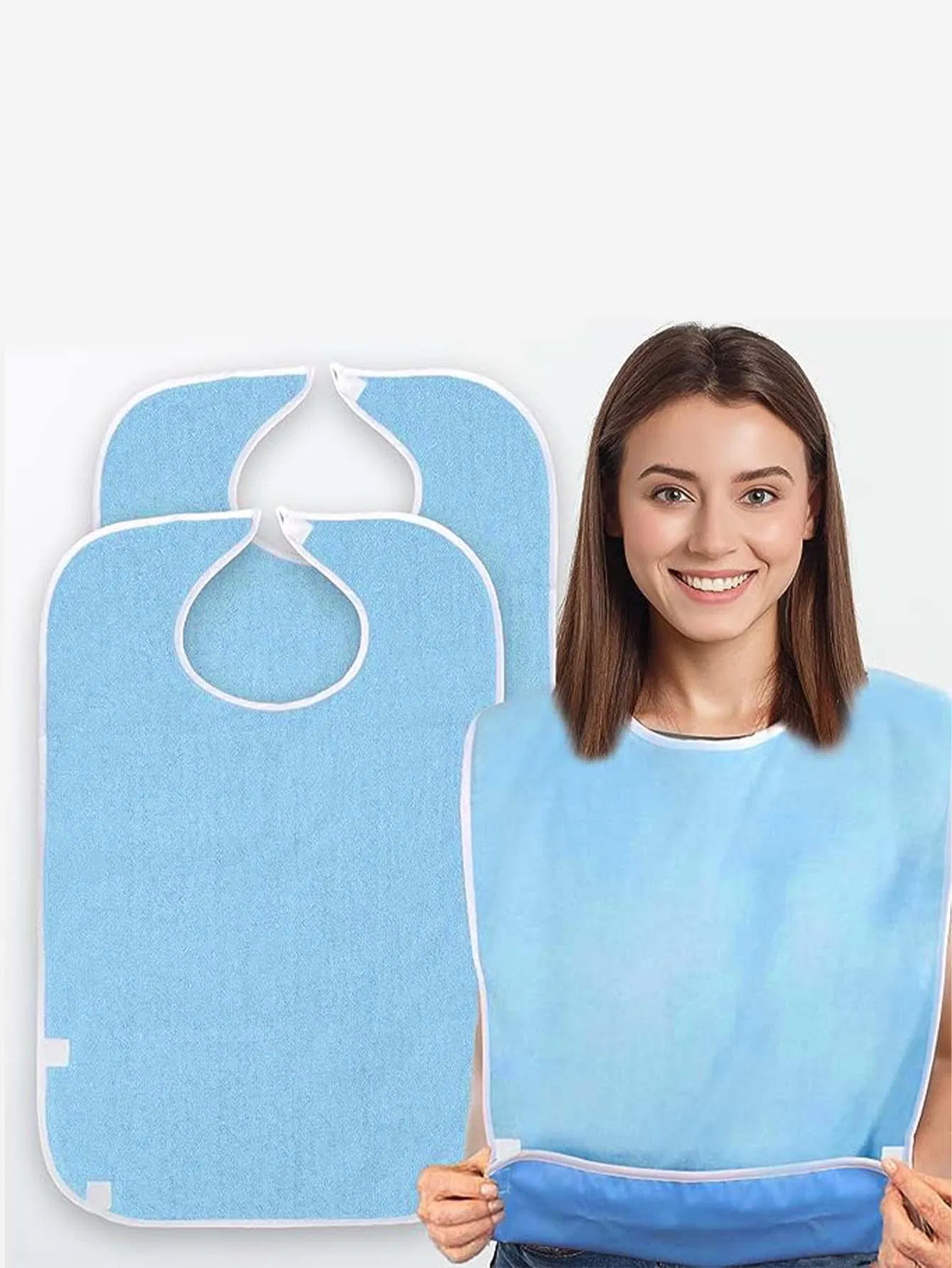 Anti-Stain Dietary Cloth with Adjustable Pockets for Feeding, Elderly Care, Eating and Rehabilitation Bib