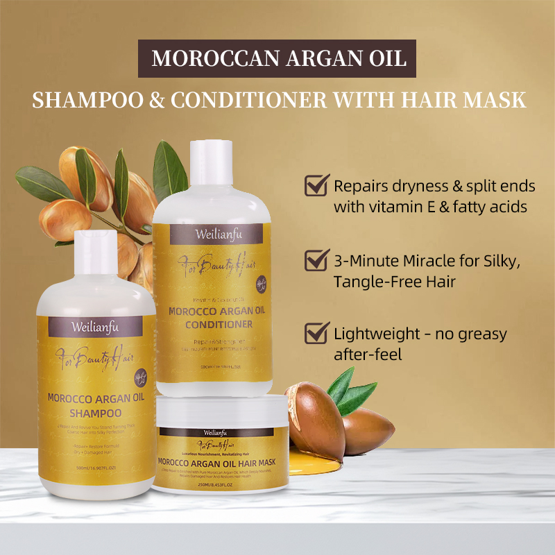 Free Design Available Moroccan Argan Oil Hair Shampoo and Conditioner Set - Nourishing Formula for Smooth Hair, Frizz-Free Hair Shampoo