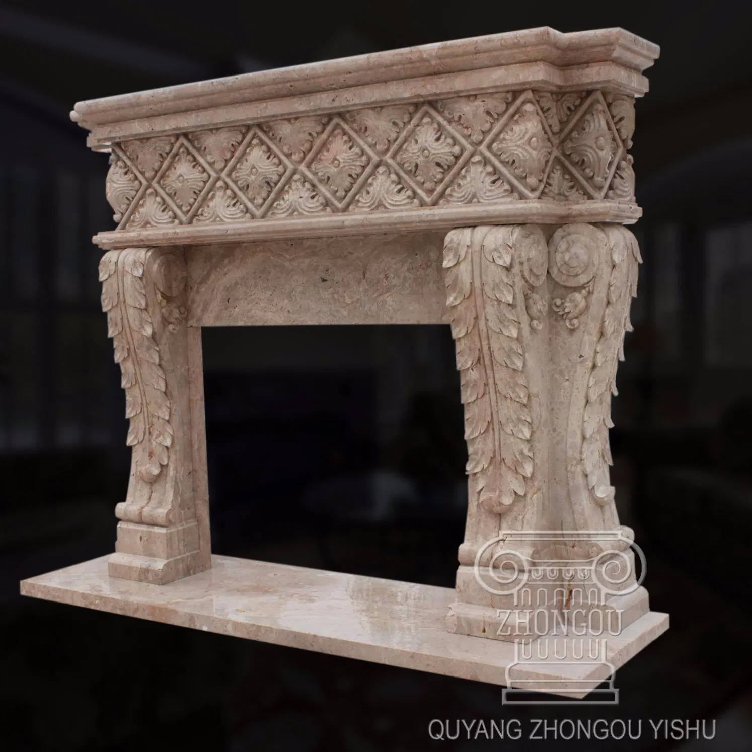 Gorgeous European Style Hand Carved Marble Fireplace Mantel