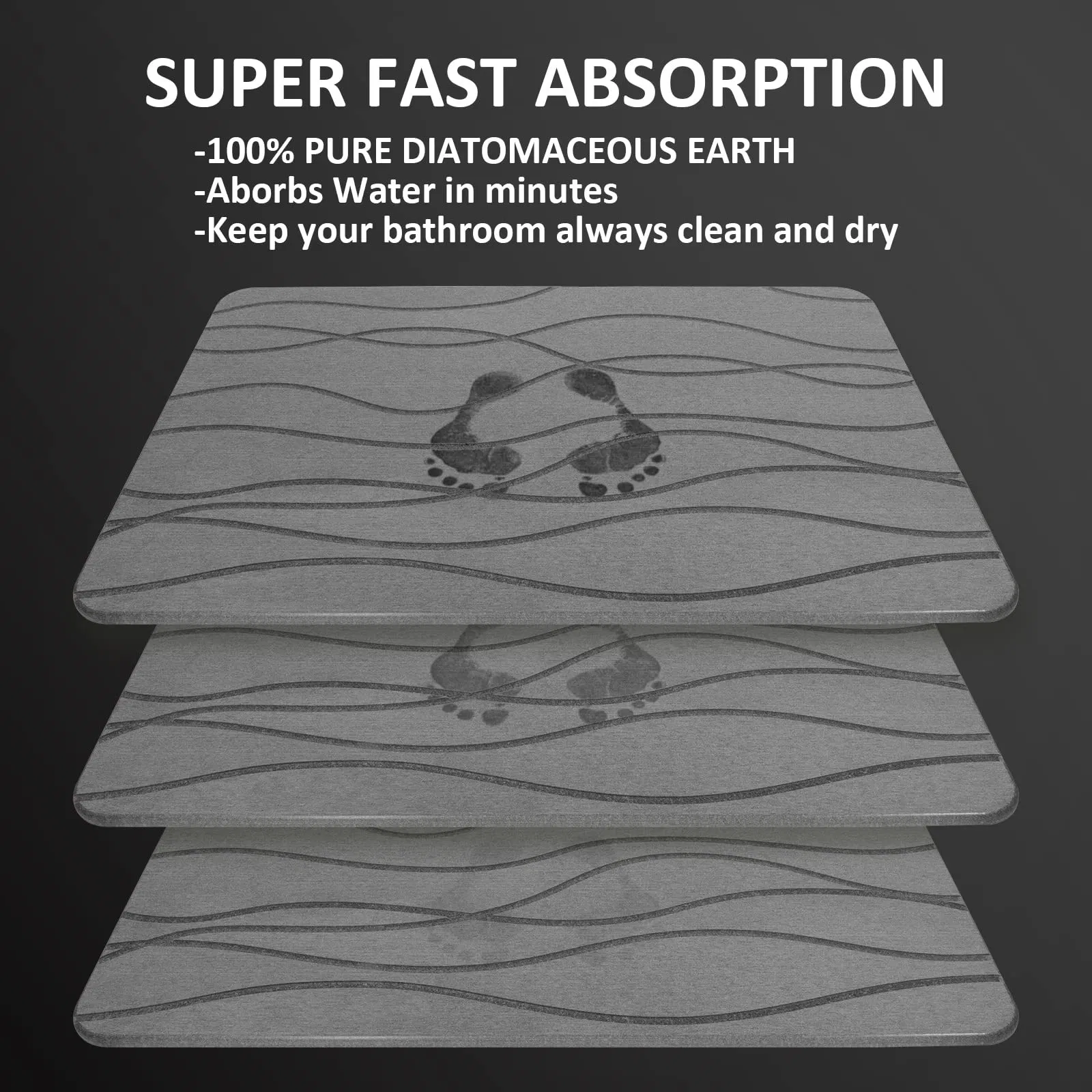 Customize Fast Water Drying Super Absorbent Non-Slip Diatomite Earth Bath Mats Stone Bath Mat for Bathroom