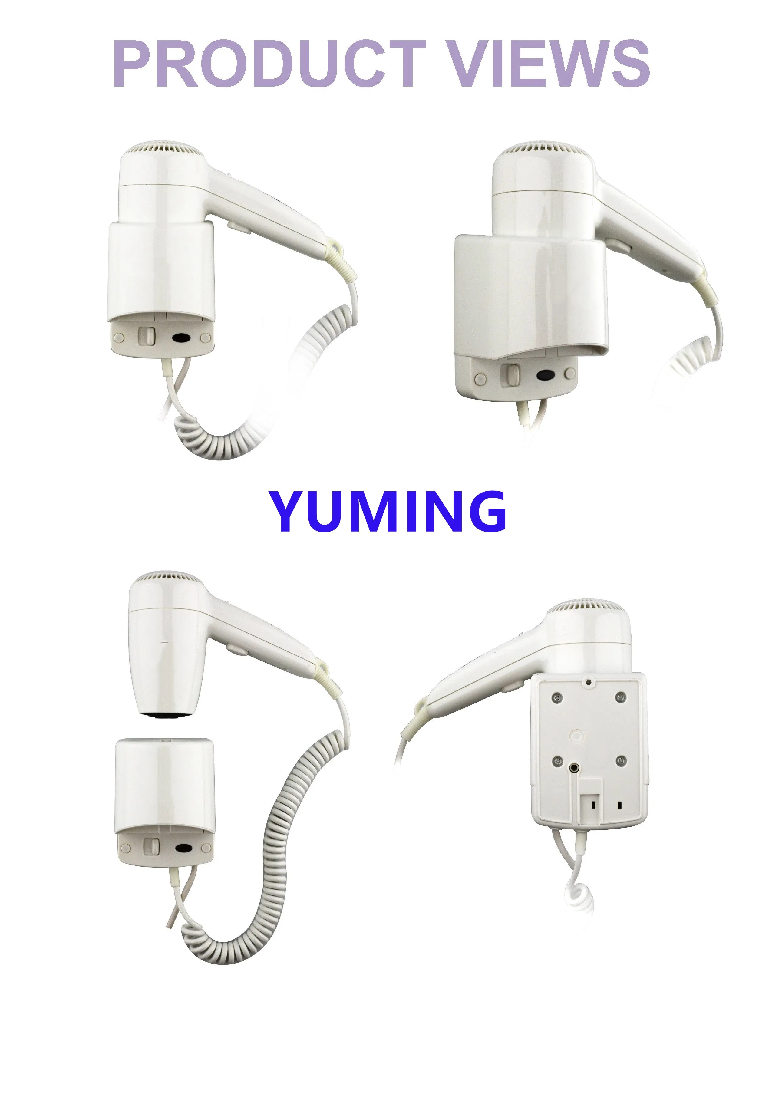 High Quality ABS Materials Wall-Mounted Hotel Hair Dryer 1200W
