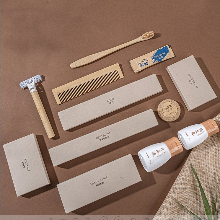 Affordable Hotel Supplies Amenities Set in Craft Paper Box