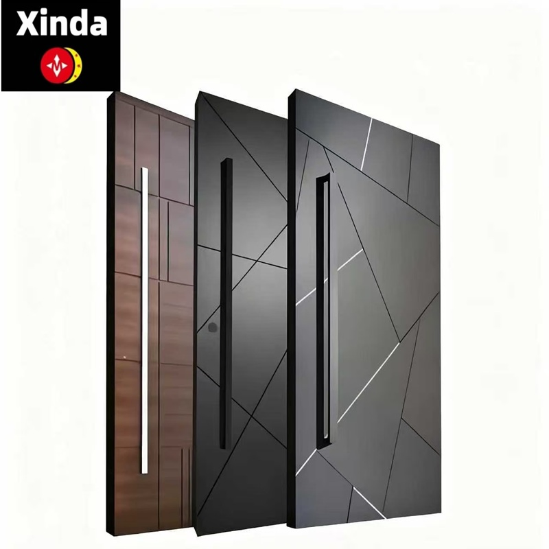 Contemporary Oak Exterior Double Pivot Doors