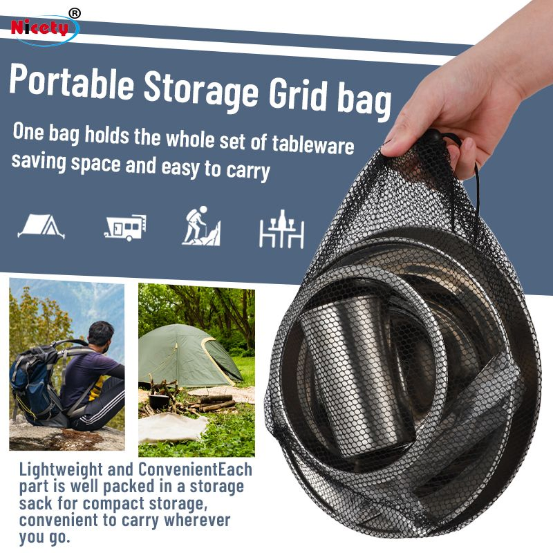 Kitchen Utensils Portable Folding Pot Combination Outdoor Camping Cookware Set Cookware Mess Kit