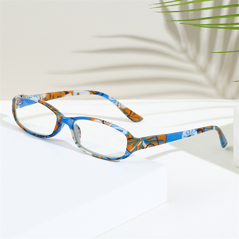 New Cross-Border Small Frame Fashion Flower-Wrapped Anti-Blue Light Reading Glasses