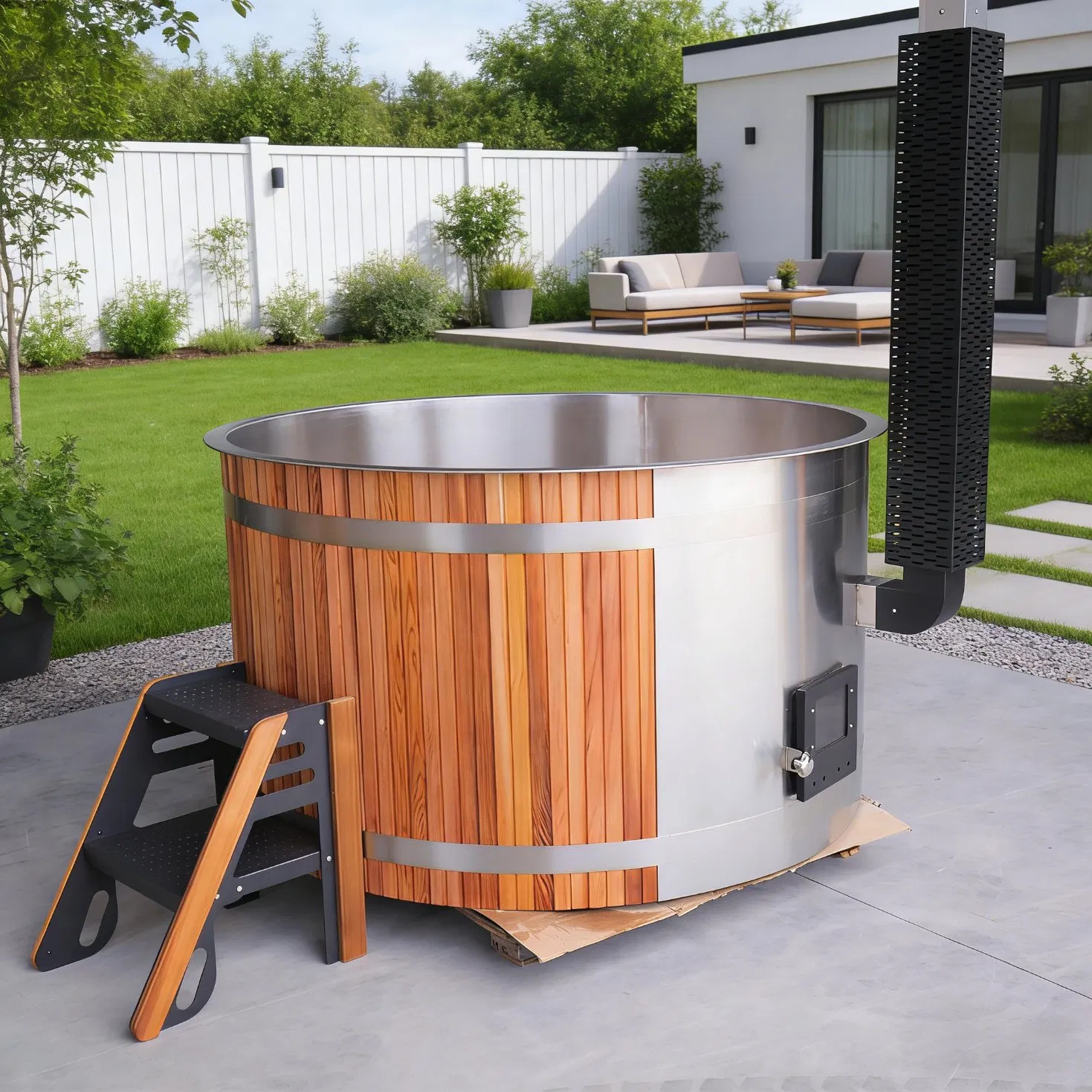 Портативная деревянная бочка-джакузи с подогревом