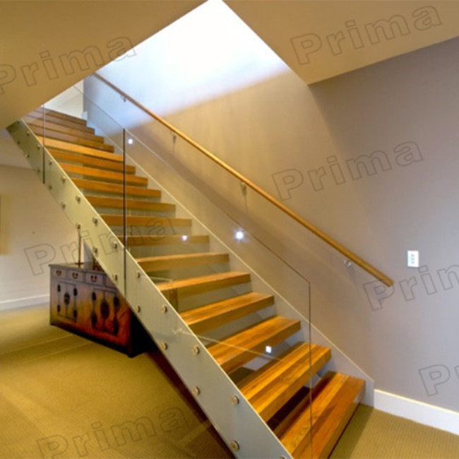 High Quality Prima Precast Indoor Glass Stairs Wood Floating Staircase