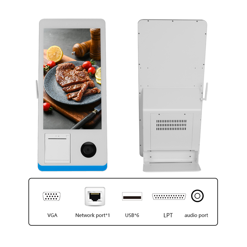15.6inch Touch Screen Self-Service Payment Kiosk POS System Cash Register Terminal Restaurant Othering POS Machine with 80 Thermal Printer Barcode Scanner