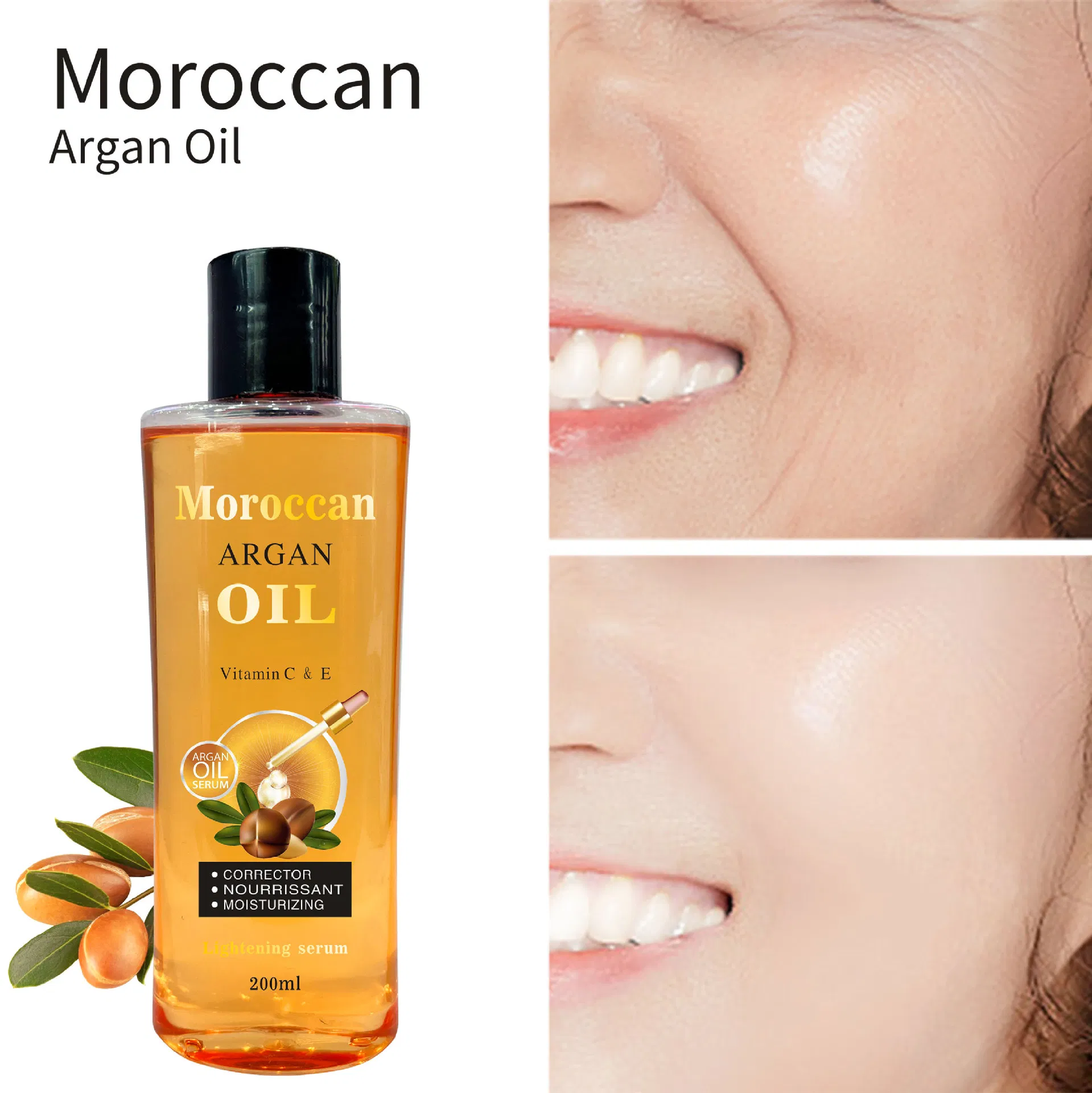 Multifunctional Organic Argan Oil Whitening Skin & Hair Care Essential Massage Oil