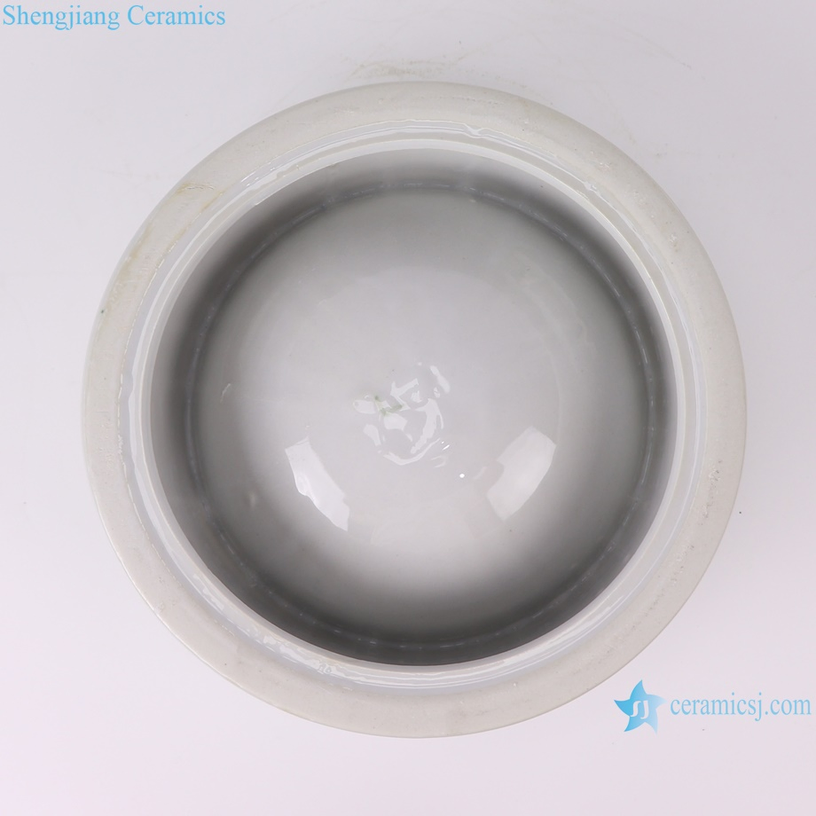 New Green and White Floral Pattern Ceramic Pet Food Bowl