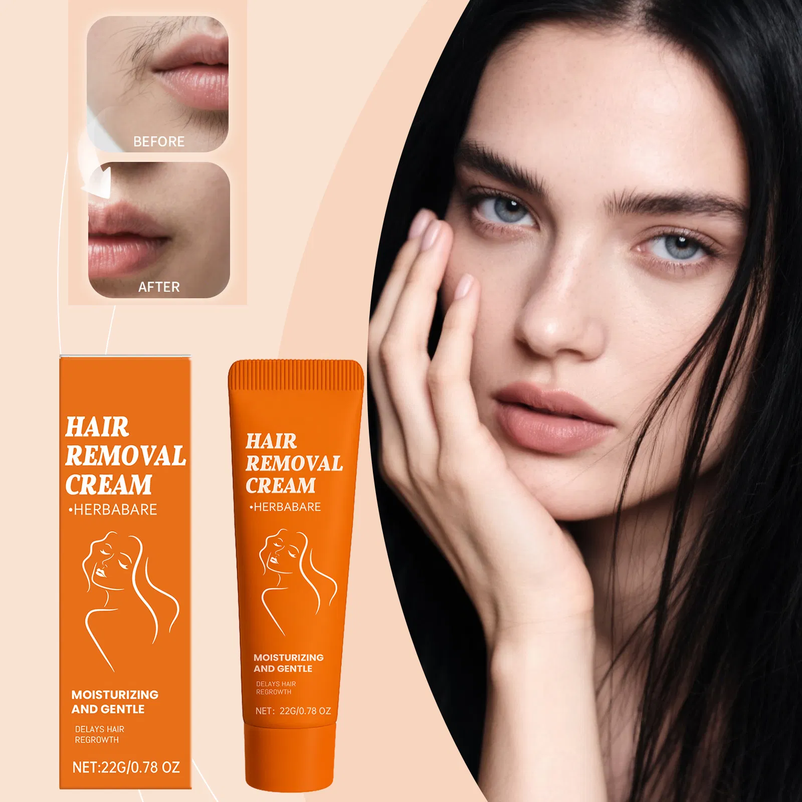Gentle Herbal Formula Body Hair Removal Cream Non-Irritating for Face and Whole Body