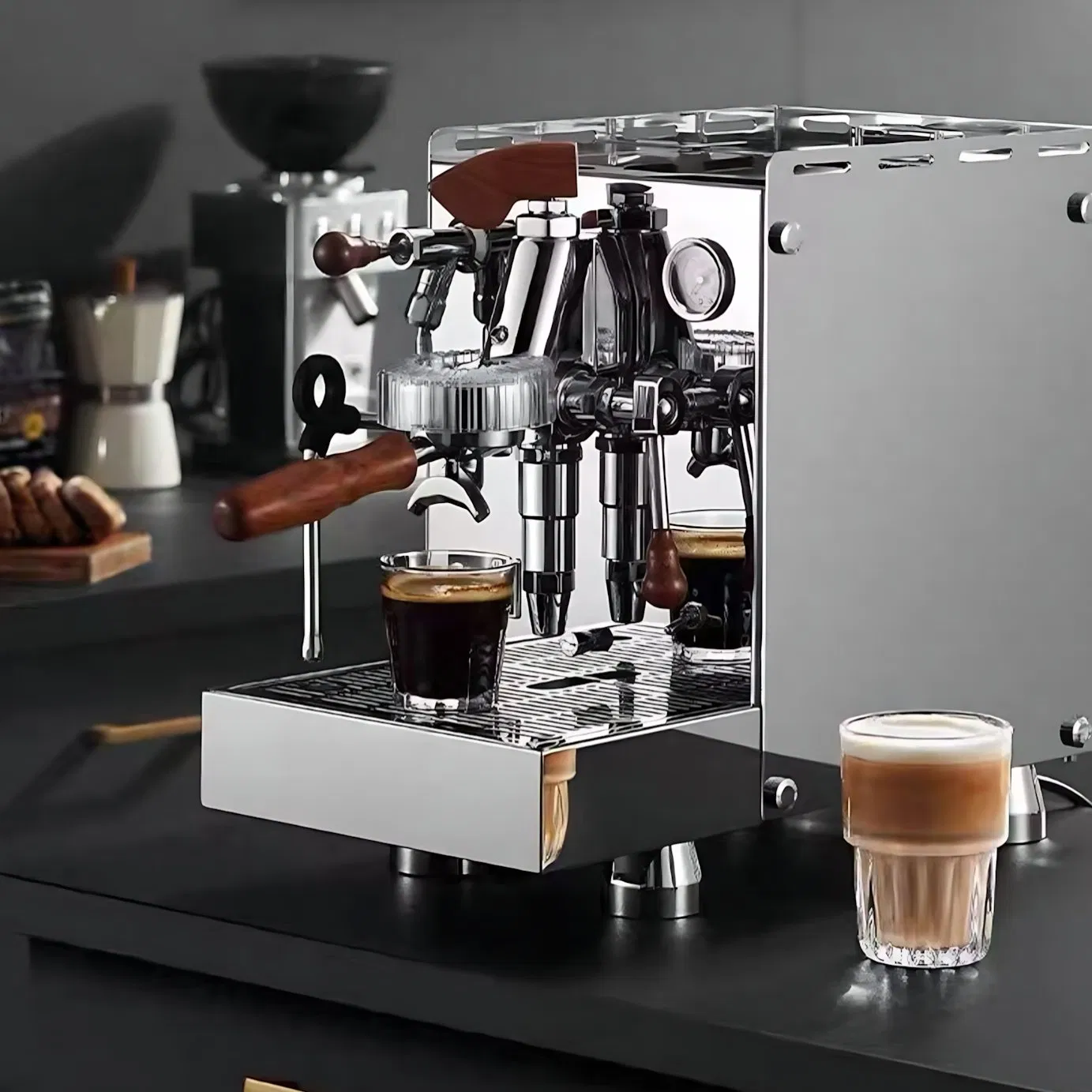 Professional Italian Espresso Machine with Dual Pump System and Independent Water Circuits