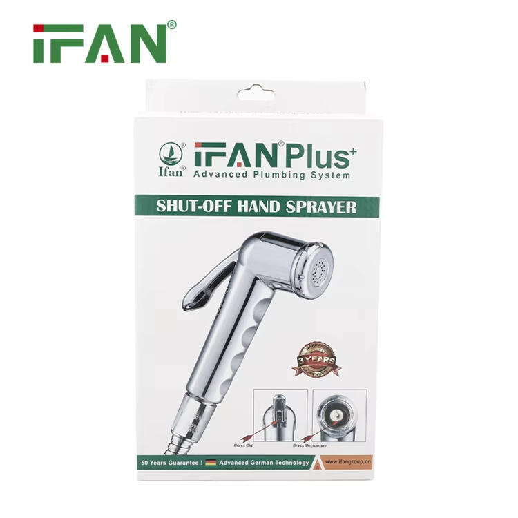 Ifan Certified ABS Plastic Body Chrome Handheld Sprayer Toilet Bidet Shattaf Set for Woman Portable Bidet
