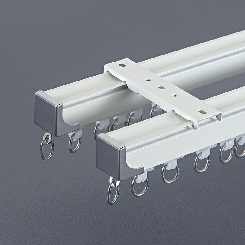 Premium Telescopic Silent Dual-Track Aluminum Curtain Rail with Adjustable Hook