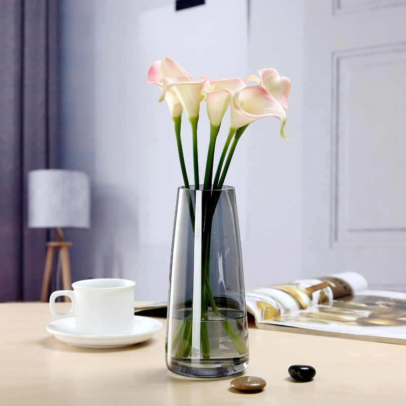 Modern Crystal Clear Glass Vase for Home Office Flowers Decor