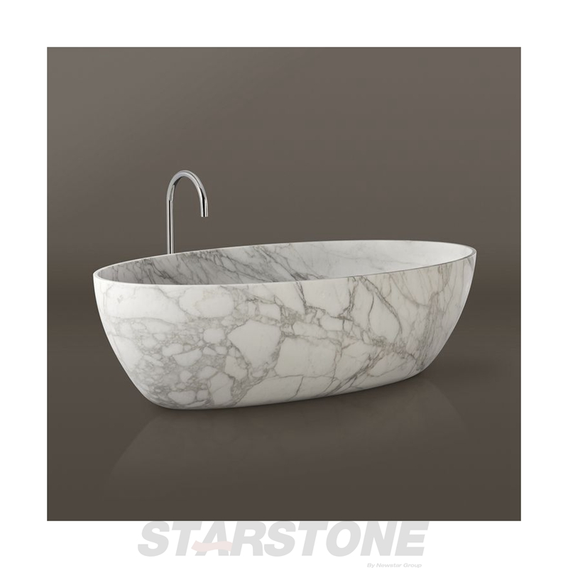 Мраморная ванна Arabescato White в современном стиле