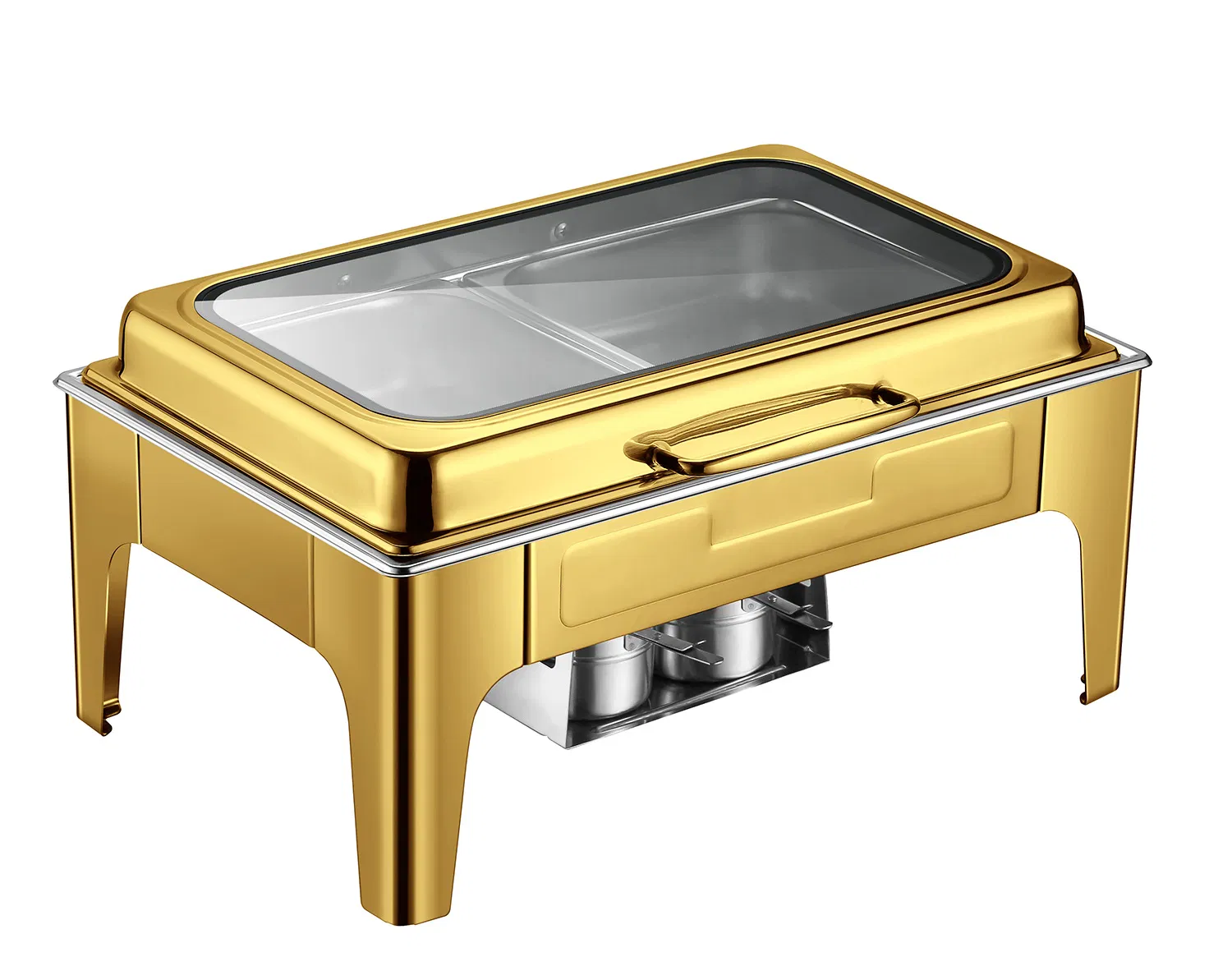 Commercial Grade Black Stainless Steel Buffet Warmer - Hydraulic Lift Lid with Full-Size Glass for Food Holding